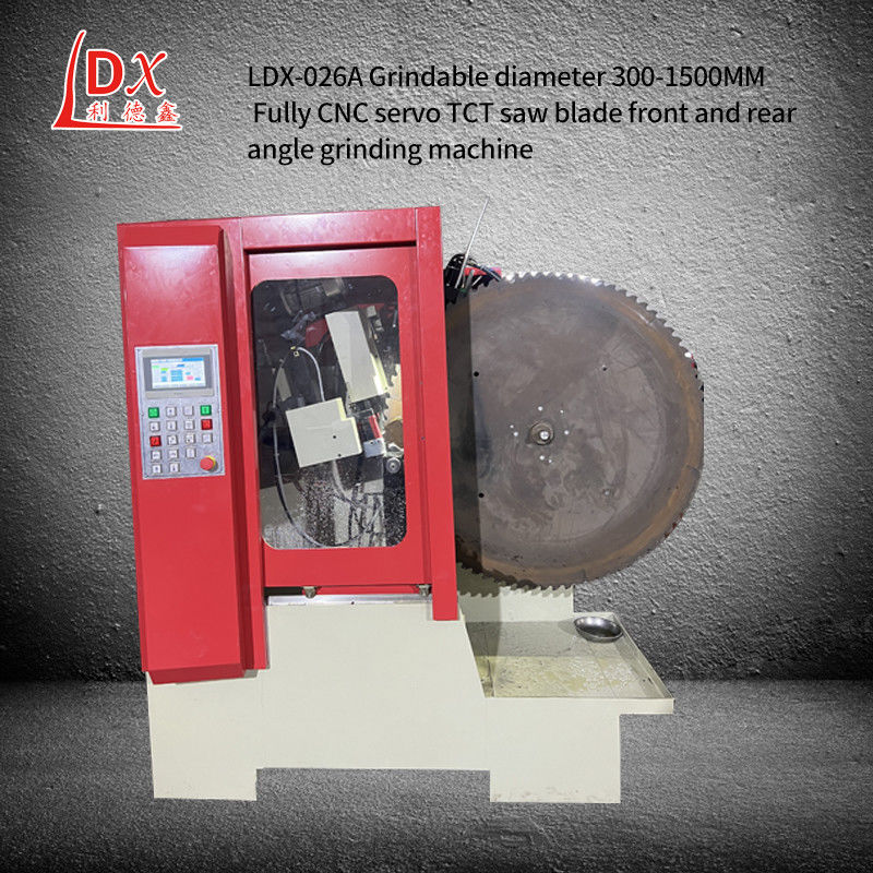 LDX-026A সার্ভো ফিড বড় TCT সেগ ব্লেড সামনের এবং পিছনের কোণ গ্রিলিং মেশিন